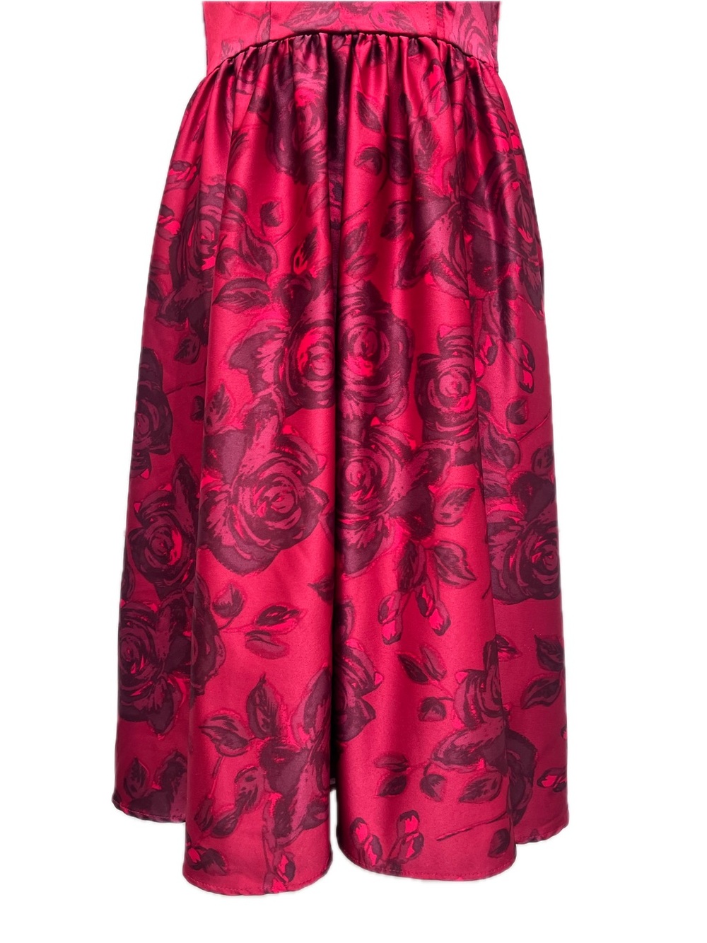 Pinup Couture Red Floral Satin Fit & Flare Midi Dress Small Made in USA - Picture 5 of 12